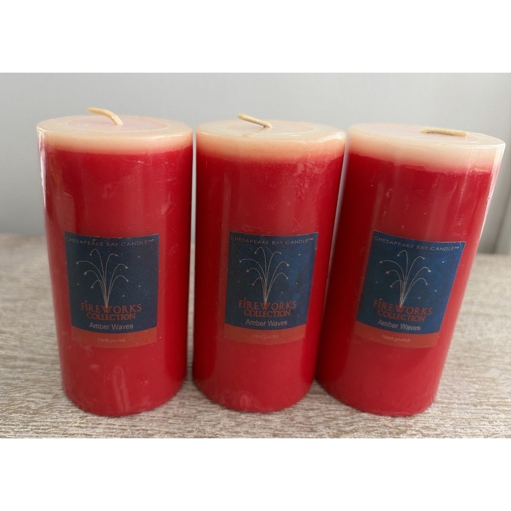 Set of 3 Chesapeake Bay Candles Home Scents Fireworks Amber Waves Patriotic NEW